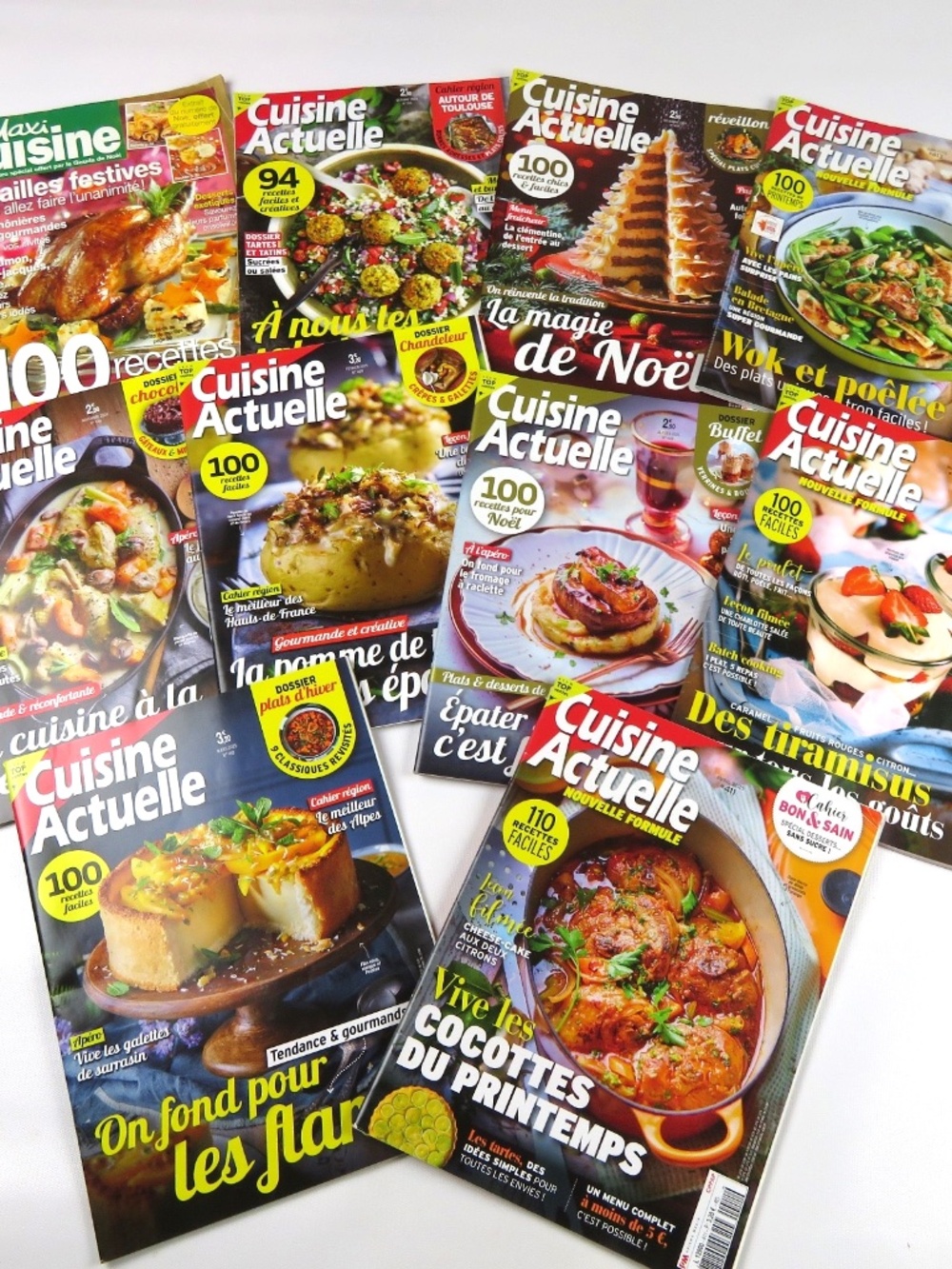 Lot of 10 CUISINE ACTUELLE / MAXI CUISINE cooking magazines IN FRENCH
